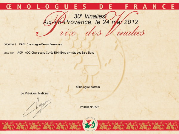Prix des Vinalies 2012
